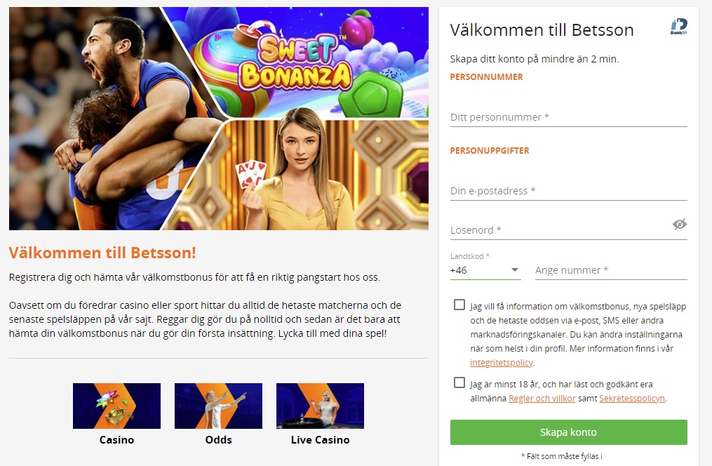 Hämta din casinobonus så här hos Betsson